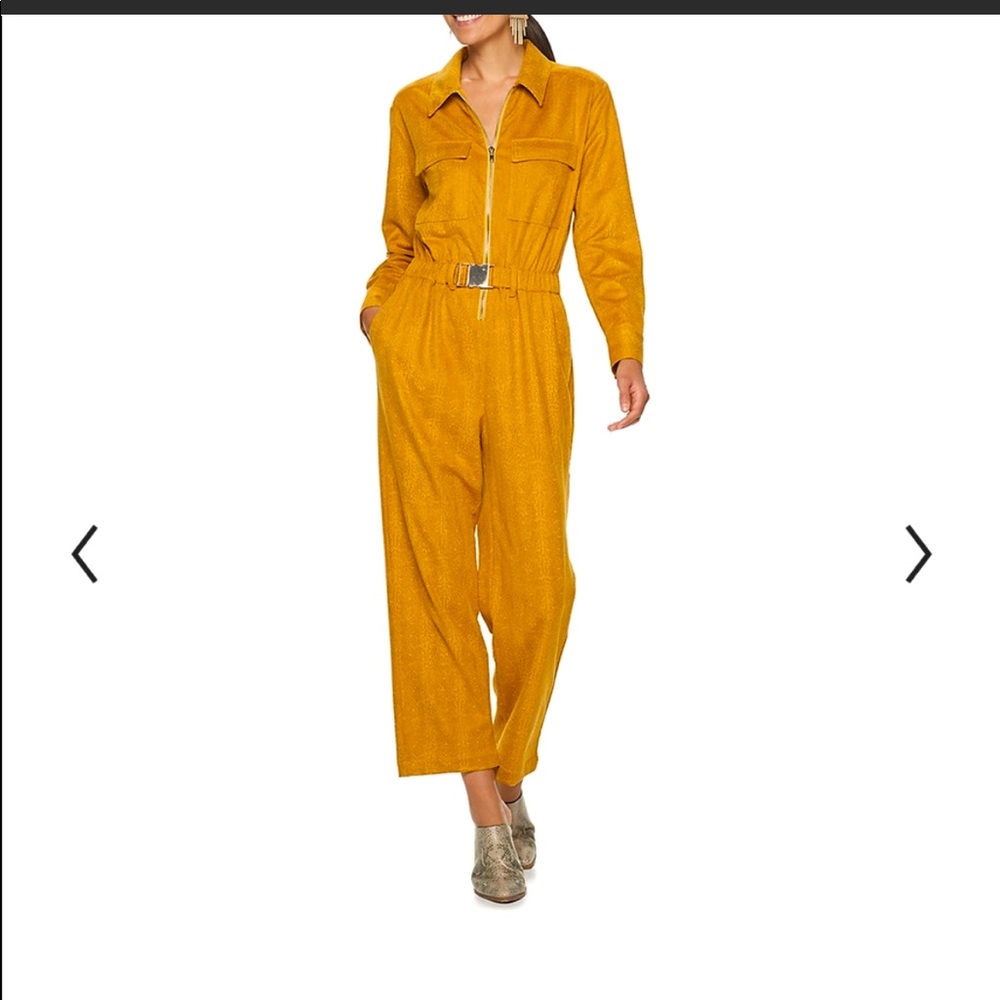 Cara Santana x Apt 9 Yellow Gold Snakeskin Cropped Jumpsuit sz Medium NWT